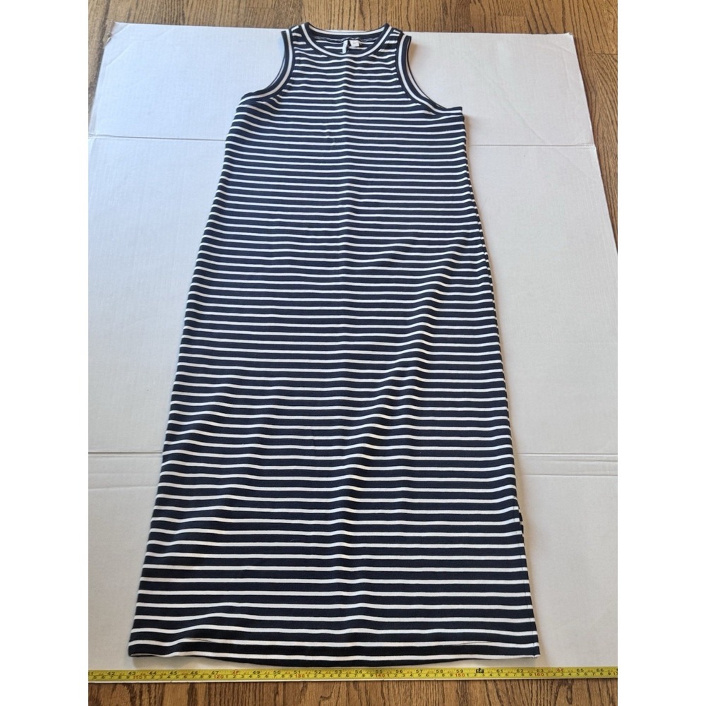 Nordstrom  Women's Size Small Stretch Cotton Ribbed Tank‎ Navy Striped